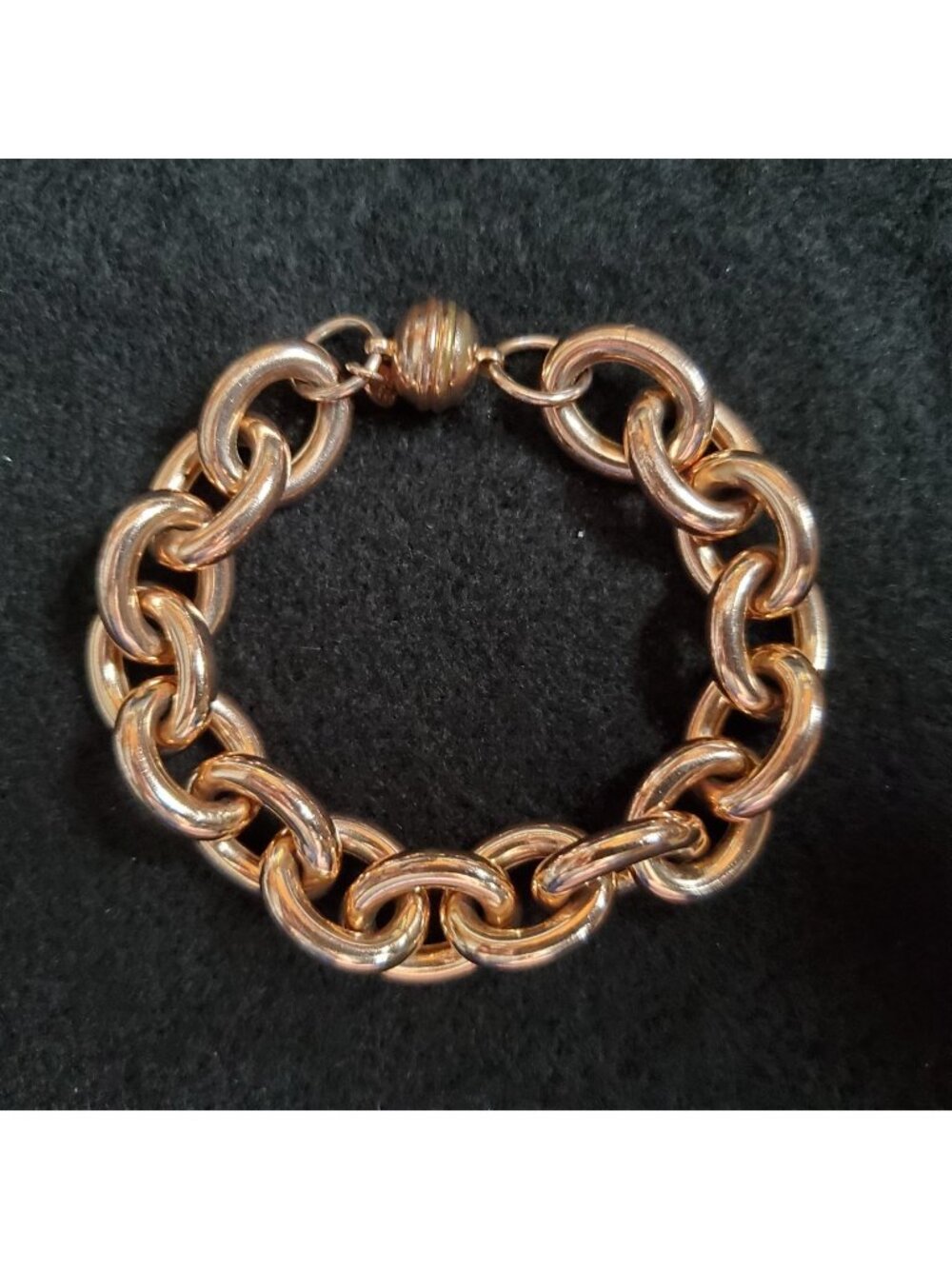 Bronze Milor Link Bracelet Chunky Copper Tone Magnet Closure 6"